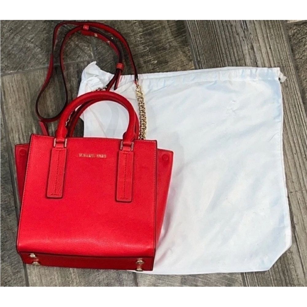 Michael Kors Red Crossbody Bag with Gold Accents